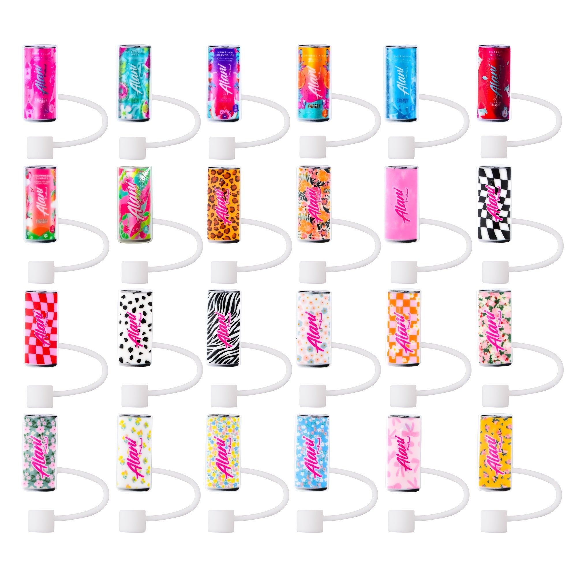 TEMU 24pcs Colorful Silicone Straw Toppers With Lids - 10mm, Reusable & Food-safe For 40oz Tumblers, Soda, Water, And More - Ideal For Christmas,