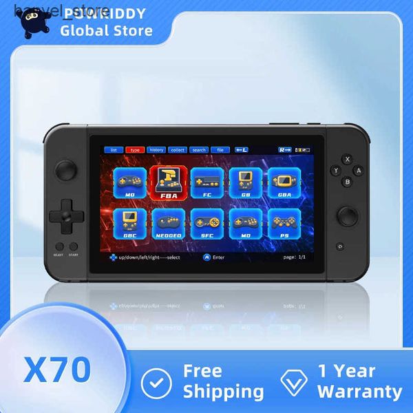 Portable Game Players POWKIDDY New X70 Retro Handheld Video Game Console 7-inch HD Screen Linux System Supports TV Multifunctional Low Cost