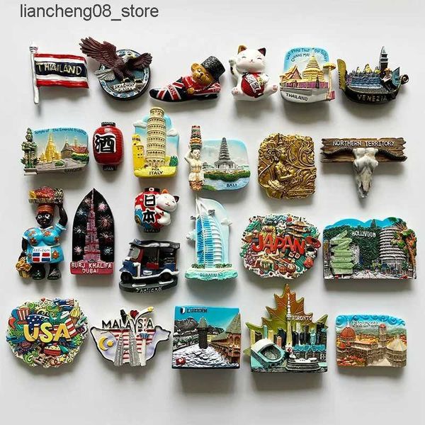 Fridge Magnets Creative 3D Decorative Magnet Tours from Various Countries in the World UK Europe Africa Thailand Refrigerator StickersL24091