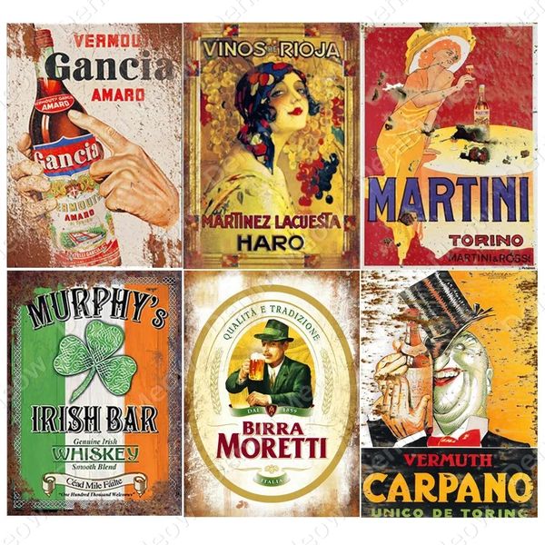 Vintage Beer Metal Tin Signs Beer Brand Iron Painting Bar Club Cafe Home Decor Man Cave Wall Art Poster Famous Wine Metal Painting Custom Po