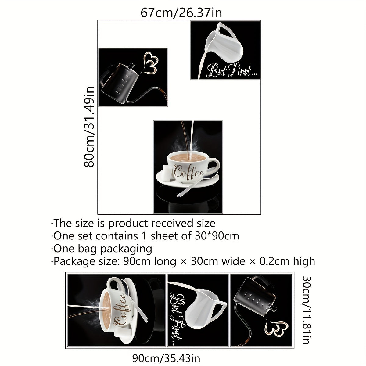 TEMU [contemporary Decor] Creative Coffee-themed Wall Art Sticker - Self-adhesive, Removable Pvc Decal , Tea Room, Or Decor (atw4020-zc), Wall Decor