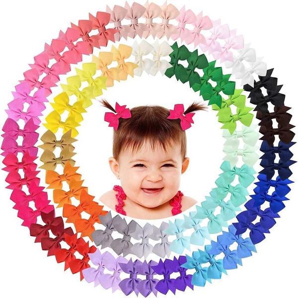 20PCS 2.2 Baby Hair Clips Newborn Girls Fully Lined Tiny Hair Bows Alligator Clips for Infants Toddlers Photography PropsY240902