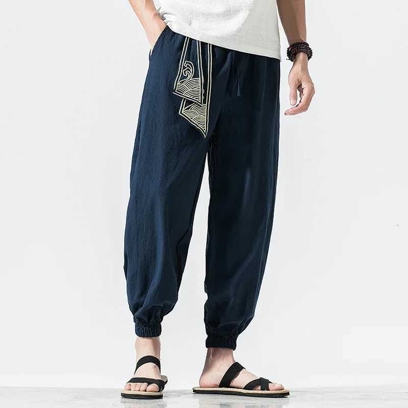 Kimono Men Cotton Linen Japanese Samurai Costume Ukiyo-e Print Belt Retro Harem Pants Mens Hip Hop Harajuku Haori Baggy Trousers W250819