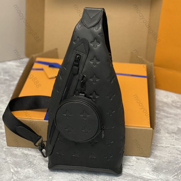 12A Upgrade Mirror Quality Designers Duo SlingBag Mens Embossed Pattern Black Purse Luxury Brown Coated Canvas Bags Crossbody Shoulder Bag W