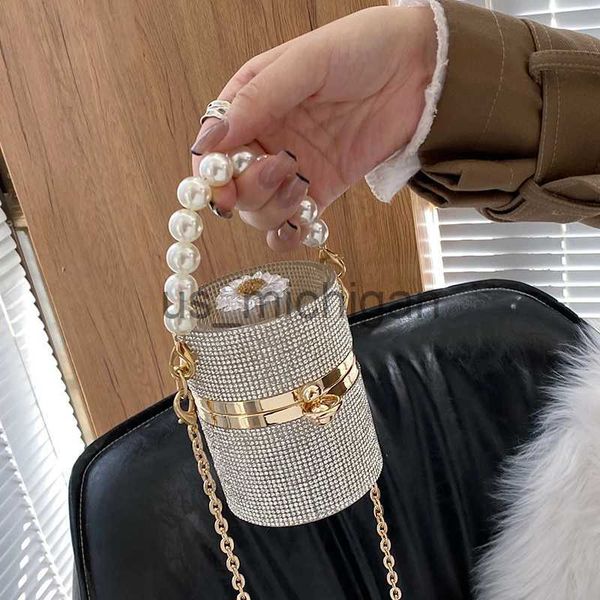 Evening Bags Coin Mini Purse Round Box Bag For Women 2022 Crossbody Bags Metal Chain Bling Shine Diamond Lipstick Pouch Women Shoulder Bag J