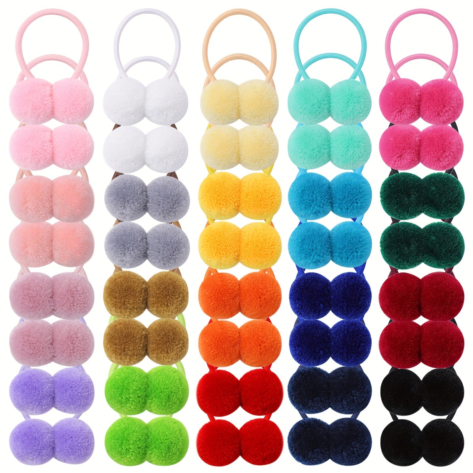 TEMU 20-40pcs Adorable Solid Color Hair Ties For - Durable Polyester Elastic Bands, Cute & Versatile Casual Attire Accessories, Decorations | Stylish