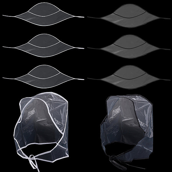 10 cuffia antipioggia in plastica nera e bianca