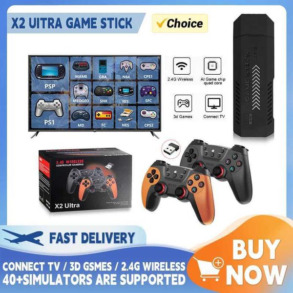 X2 tra Retro Game Stick Built-in 37000+ Games 40 Simators Video Consoles 4K HD TV Handheld Game Player Wireless Game Console Z241029