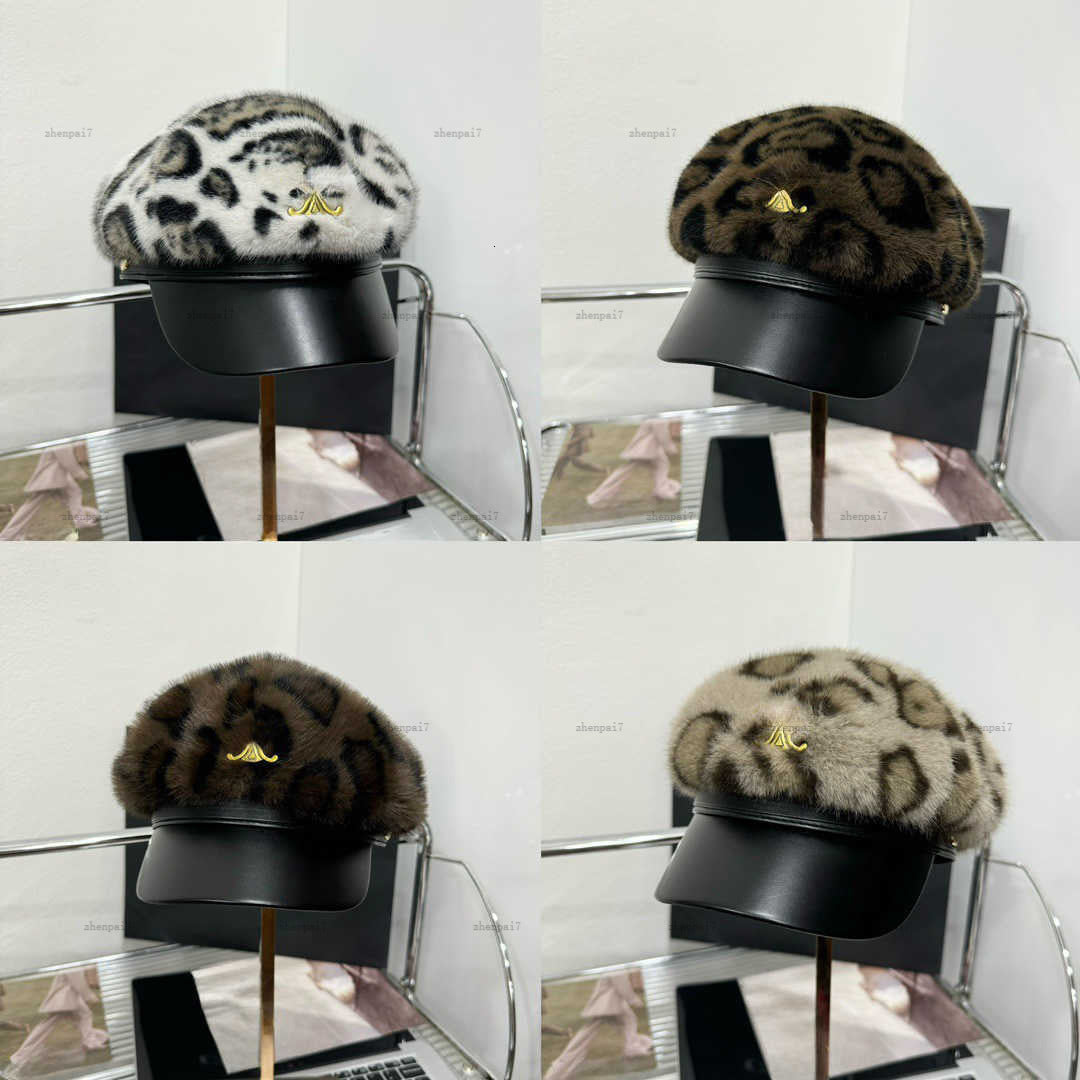 Top baby Knitted hat Leopard patterned mink fur octagonal hat Winter kids fashion accesories children Crochet Hats Cashmere Weaving cap A351X10N274