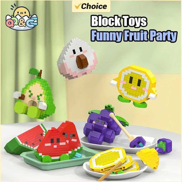 Blocks Building Blocks Fruit Banana Bricks Kawaii Watermelon DIY Assembled Puzzle Cute Table Decor Childrens Toys for s Gifts S2412211