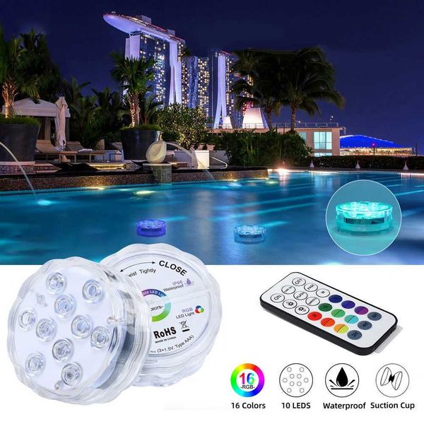 Submersible Pool Light 16 Colors Waterproof RGB Underwater Light Swimming Pool Ligh Remote Control Vase Bse Aquarium DecorationLX241026