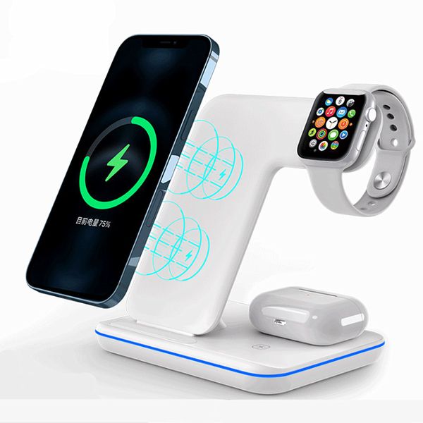 3 in 1 Wireless Charger Stand 15W Qi Fast Charging Dock Station for Apple Watch iWatch S8 Pro For iPhone 14 13 12 XS XR