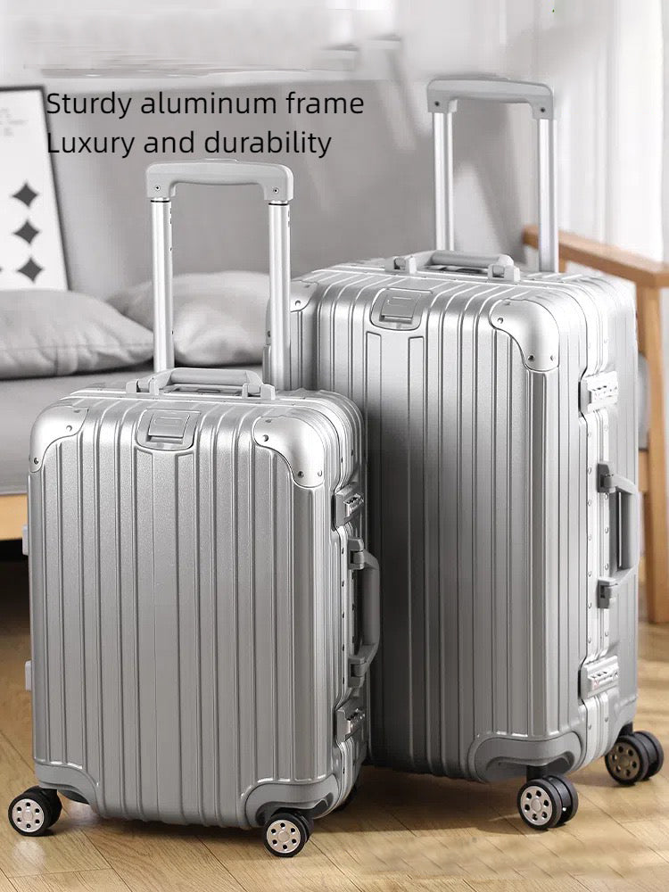 Trolley case Thicken travel suitcase Aluminum frame+PC+ABS silent universal wheel luggage wear-resistant and anti drop boarding suitcase