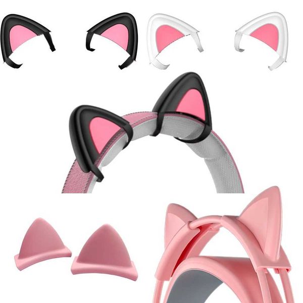 Silicone Cat Ears for phones Black Wireless Wired set Gamer Cute Ears Lovely Kids Girls Gaming Accessories Y250207