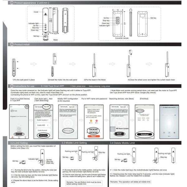 Tu ya WiFi Electric Curtain Motors Pull Bead Curtain Motor Smart Motorized Chain Roller Blinds Compatible For Alexa Google Home