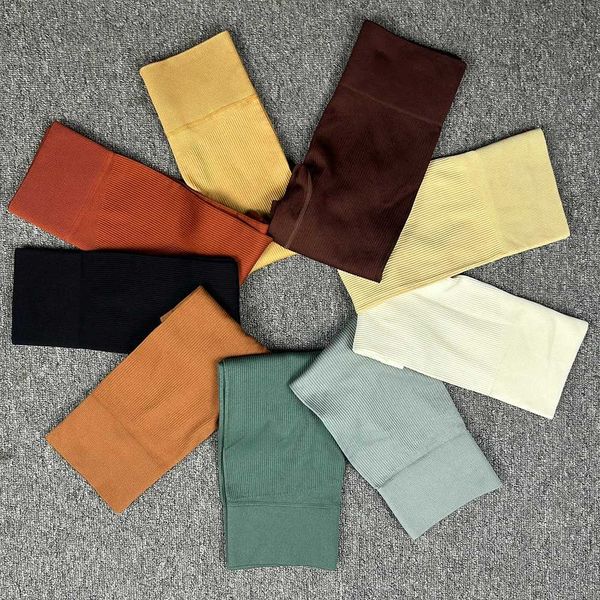 Yoga Outfit Seamless Ribbed High Waist Tummy Control Biker Shorts Womens Elastic Softness Tights Gym Fitness Sports H250111