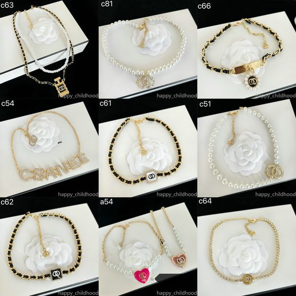 Designer Necklaces For Women Brand Pearl Necklace Choker Chain Luxury Gold Plated Necklaces Jewelry Women Wedding Gift