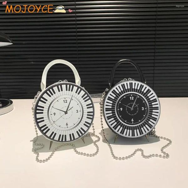 Bag Women Shoulder Purse Creative Round Clock Shape Chain Strap Crossbody Novelty Piano Dial Top Handle Handbag Personalized