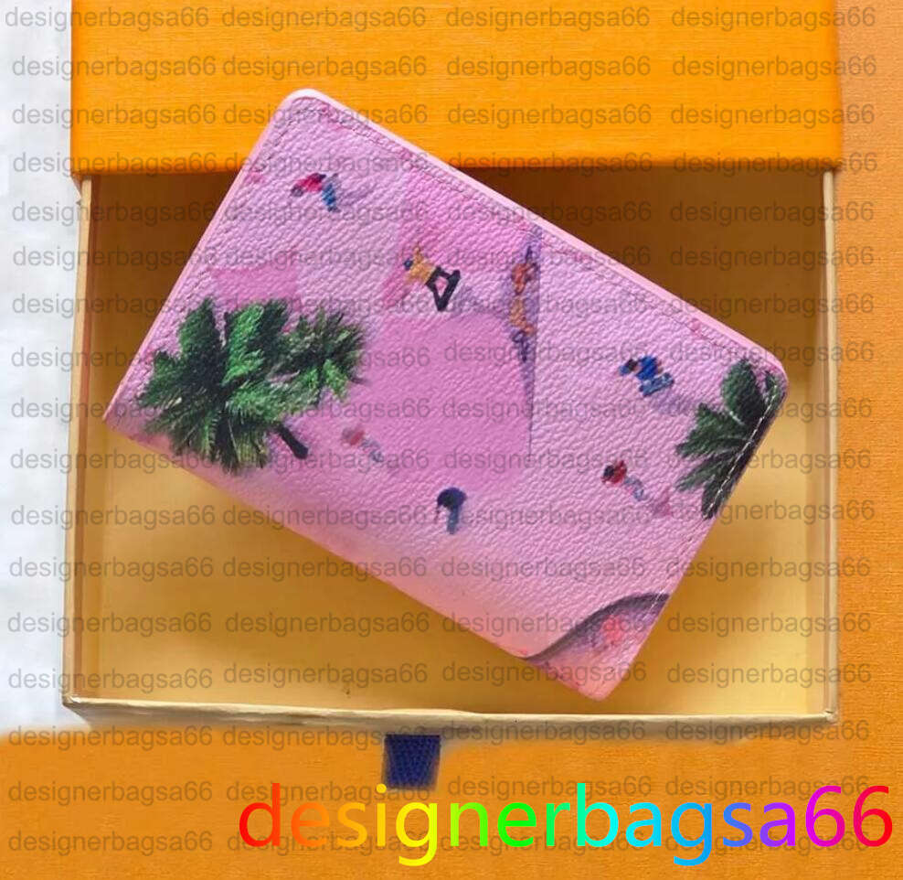 Top Luxury men card holder designer wallet women pocket organizer top mirror quality wallets pink blue canvas mini purse small bag Pink Golf Wallet