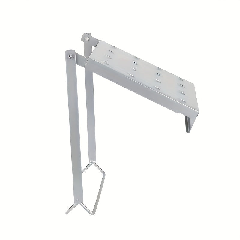 TEMU 1 Heavy-duty 400-pound Load-bearing Platform With Extendable System And Tool Tray, Silvery, Suitable For Large Ladders, Non-slip Design