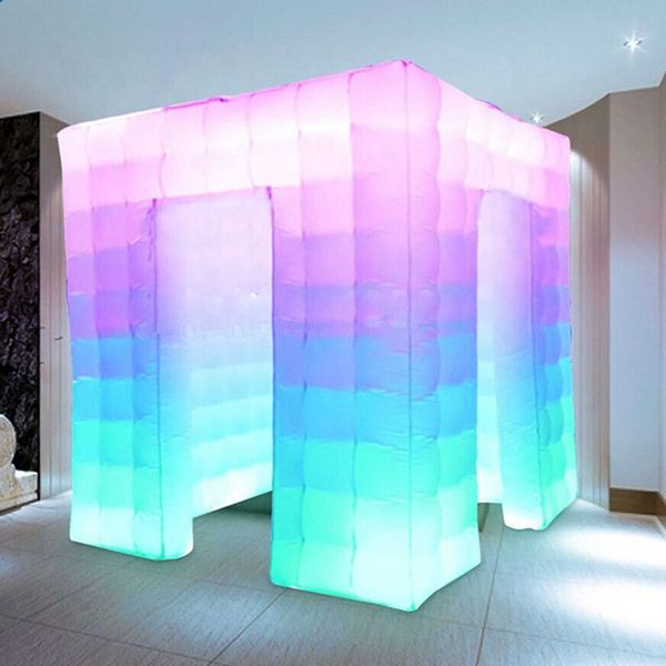 Oxford Cloth White Color Size 2.5-3m 2 LED strips Inflatable Photobooth Photo Booth tent for Party Wedding with 2doors