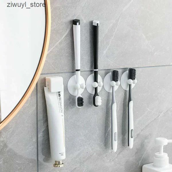 Toothbrush Holders Wall mounted suction cup toothbrush no punch cute collection rack hook rack dental pad dental rack L240910