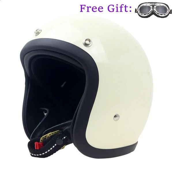 Cycling Helmets TT COCASCOS Motorcycle Helmet 34 Half Scooter Vintage Fiberglass Casco Moto Open Face Retro Capacete Casque with Goggle 2311