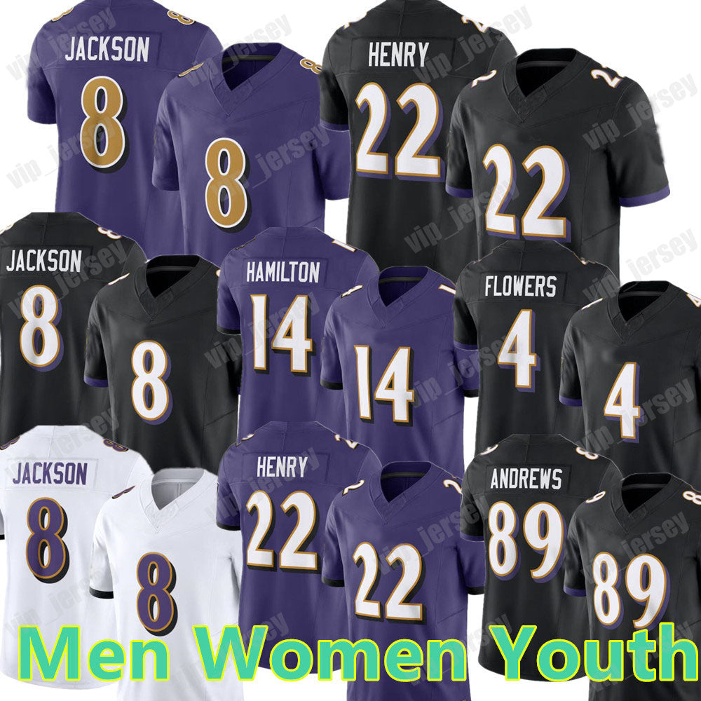 Custom Lamar Jackson Derrick Henry Football Jerseys Kyle Hamilton Zay Flowers Ray Lewis Ed Reed Nate Wiggins
