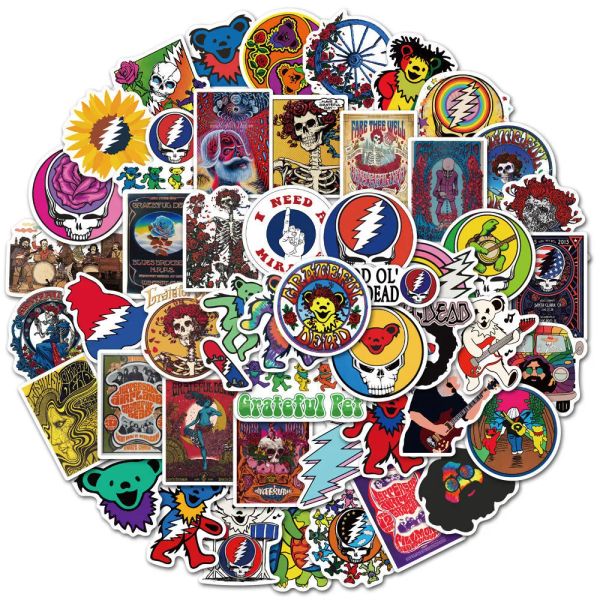 Waterproof sticker 50PCS Cool Grateful Dead Stickers for Car Bike Motorcycle Laptop Luggage Phone Case Guitar Vinyl Decal Rock Music Sticker