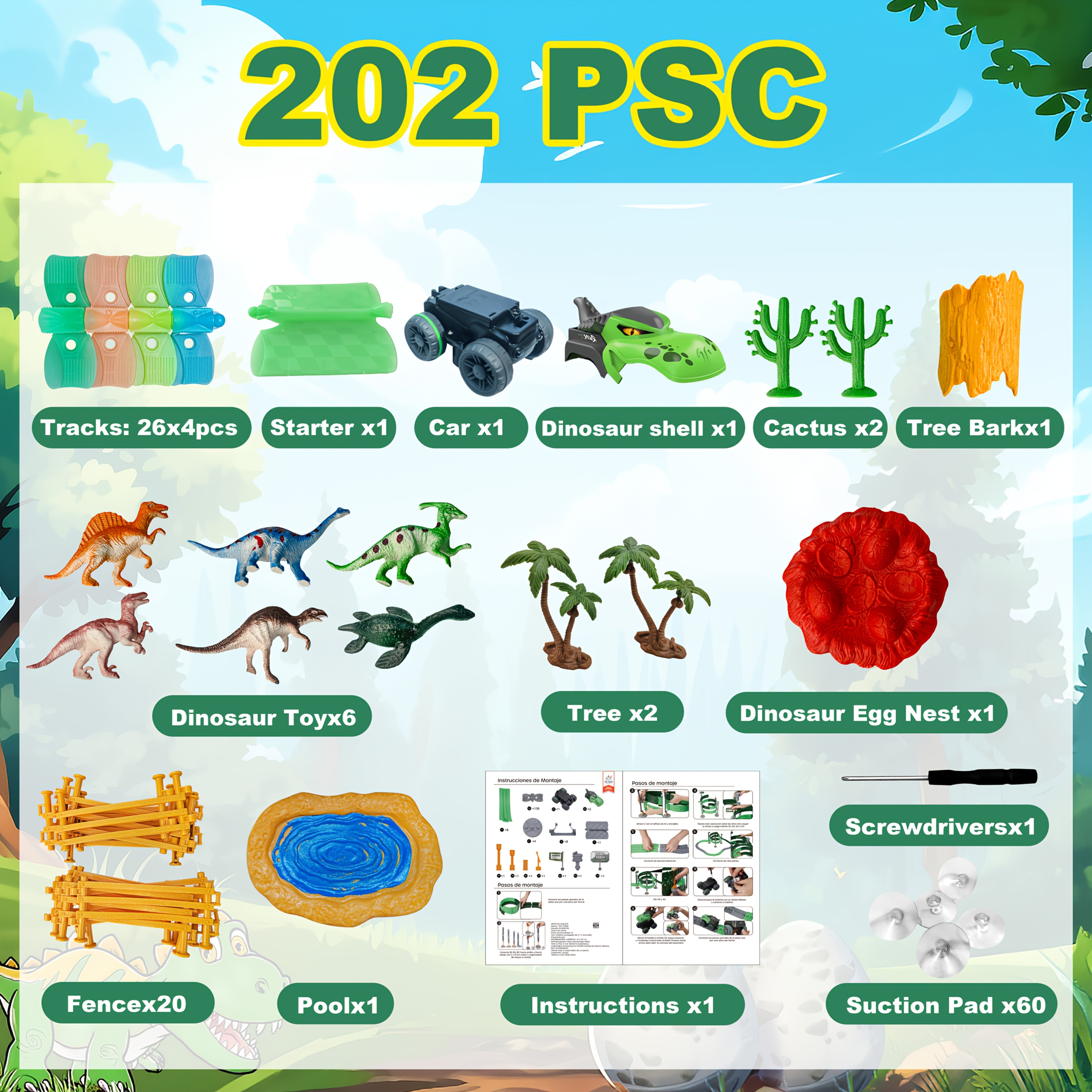 TEMU Glow In The Dark , Dinosaur Toy , Car , Dino Toy Gift Flexible Track Games Cars Children Toy From Kids