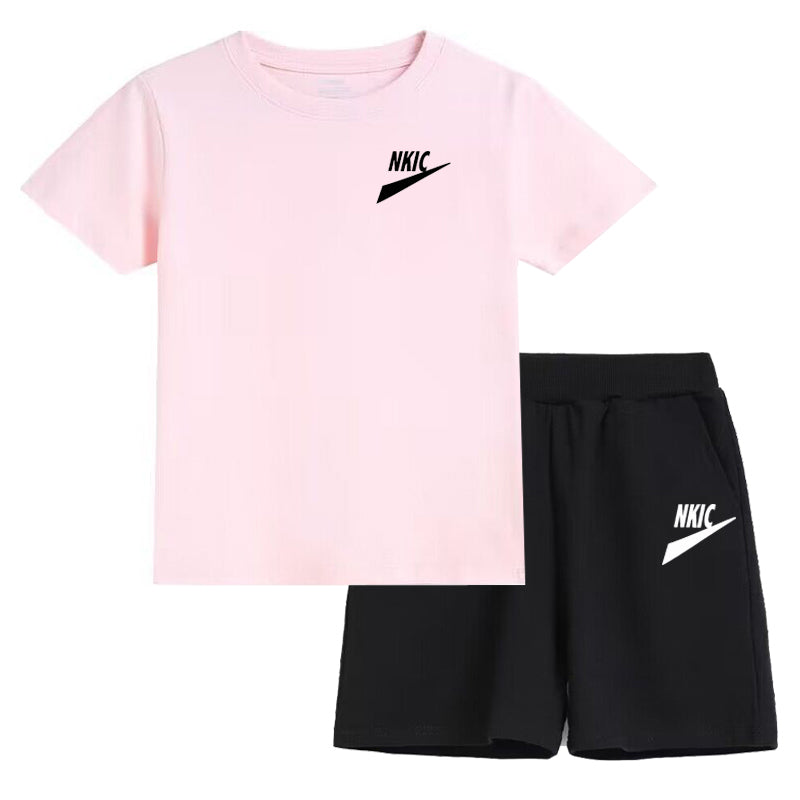 Summer Baby Pink Clothes Set Breathable Sport Football Jogging T-Shirts And Shorts 2PCS Suit Children Boy Cotton Brand Tracksuits 2-13 Years
