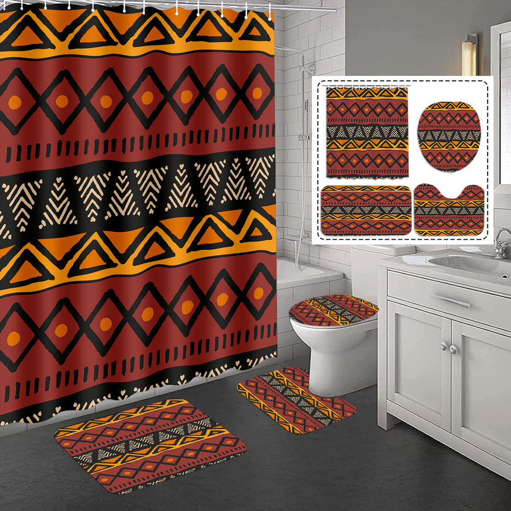 YL-37319 Hot selling shower curtain manufacturer Bomi digital printed polyester shower curtain non-slip mat set