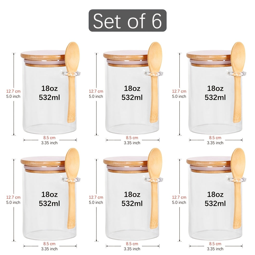 TEMU 18oz Glass Jar With Bamboo Lid And Spoon, Storage Containers For Sugar, Coffee Beans, Spice, Tea, Flour, Nuts, Candy, And More
