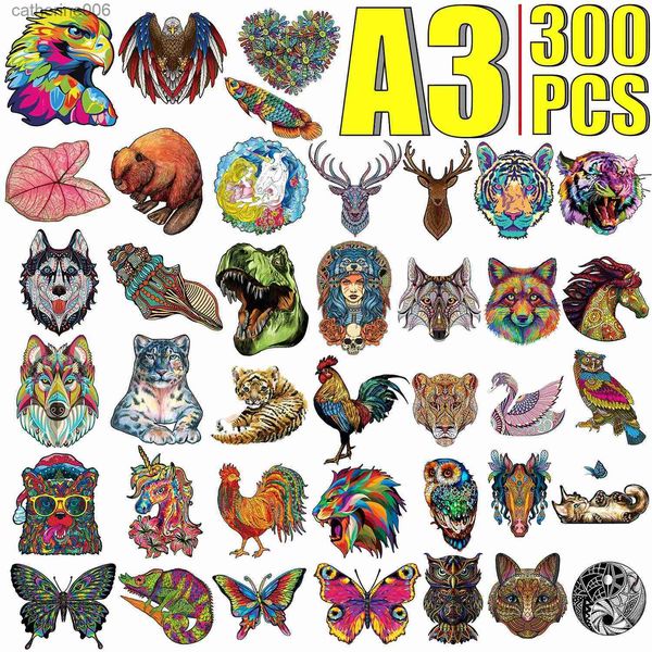 Puzzles Wooden Puzzle Animals Butterfly Puzzle High Difficulty 3D Puzzle Irregular Shape Jigsaw Board Games For Adults Kids Fidget ToysL2310