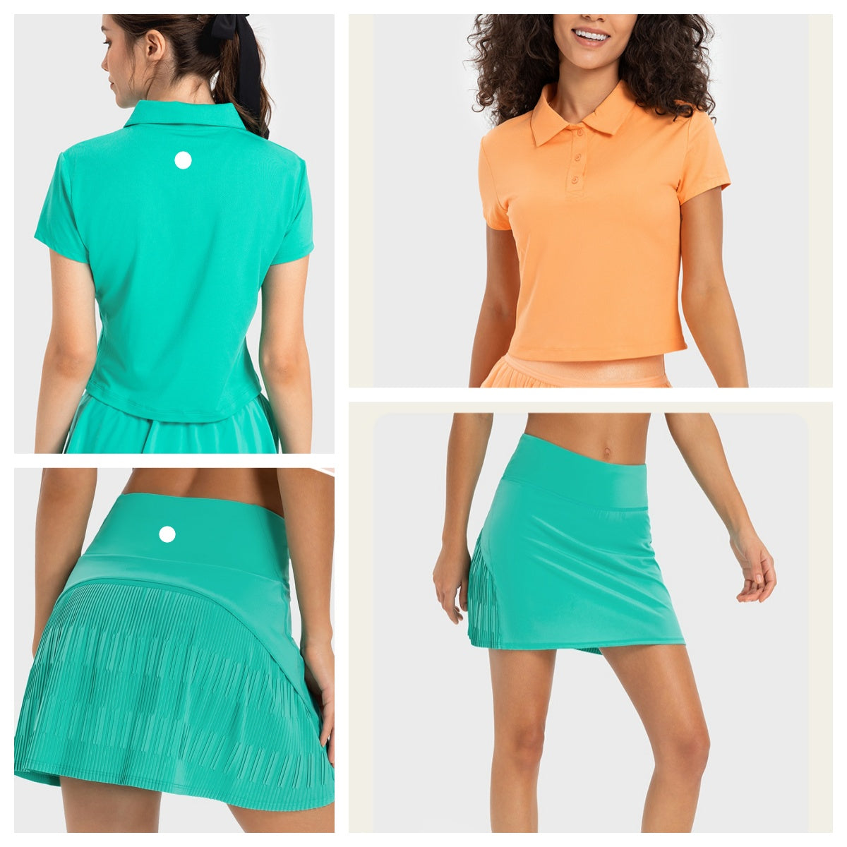 UU-1120 Women Casual Yoga Outfit Lightweight Quick-Drying Outdoor Tennis Polo Skirts Fitness Skirt Set