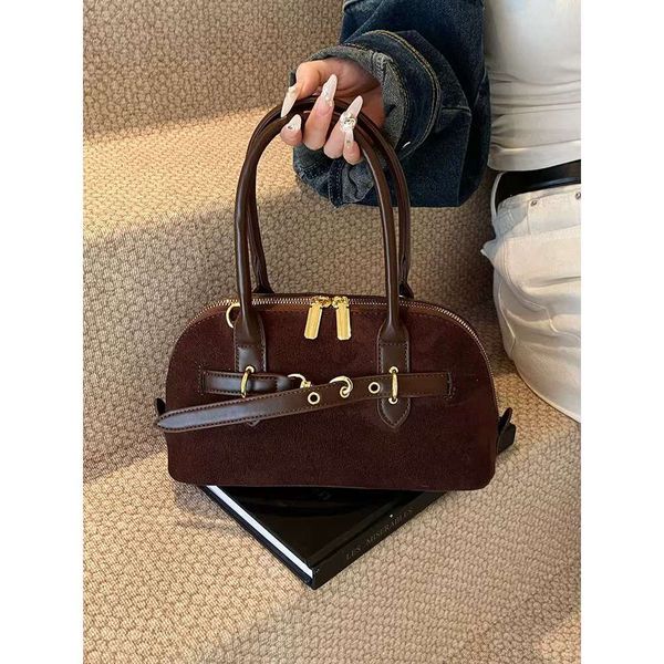 Retro Frosted Small Women&#039;s New Autumn Winter Crossbody Top Quality Matte Suede Shell Bag Belt Buckle Coin Purse Bolsa