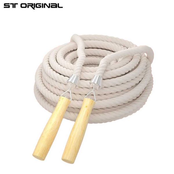 ST original 3-10-15m thick long skipping rope spring set slip rope anti slip wooden hand school collective sports swingW241101