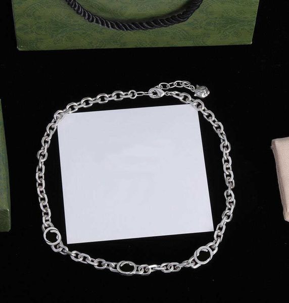 Designer Designer Letter Collar Choker Necklace Silver Plated Chunky Thick Chain Bracelet Fashion Hip Hop Valentines Day Couple Jewelry Wedd