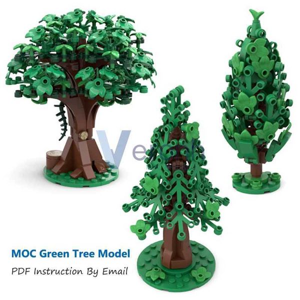 Forest Green Tree Bushes Model Building Blocks Moc Ci Street Garden Plants Assembly Particles Bricks Toys for Kid over 6 Years Z250206