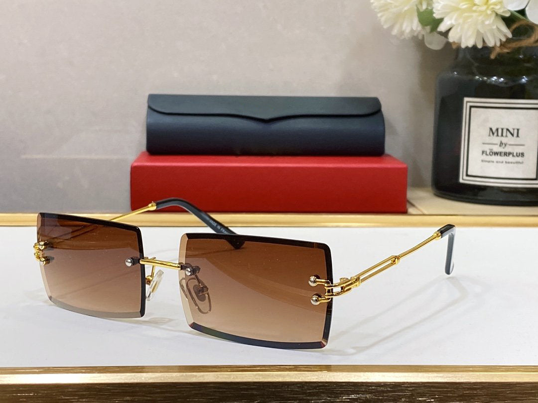 Rimless Sunglasses Mens Women Wire C Designer Glasses Out Fashion Sun Glasses Rhinestones Fashion Luxury Shades Man Texture Mirror Frame Unique Desi