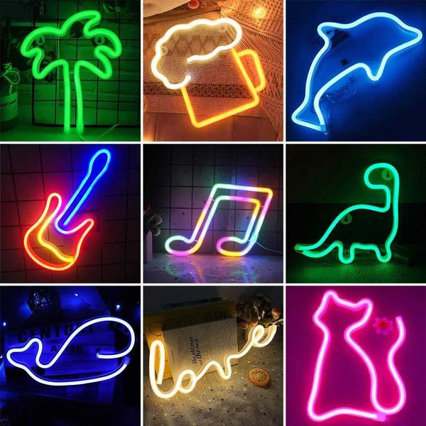LED neon lights party wall lights decoration rooms bars beer USB-battery neon lights wall mounted neon lights logos music notes night lights