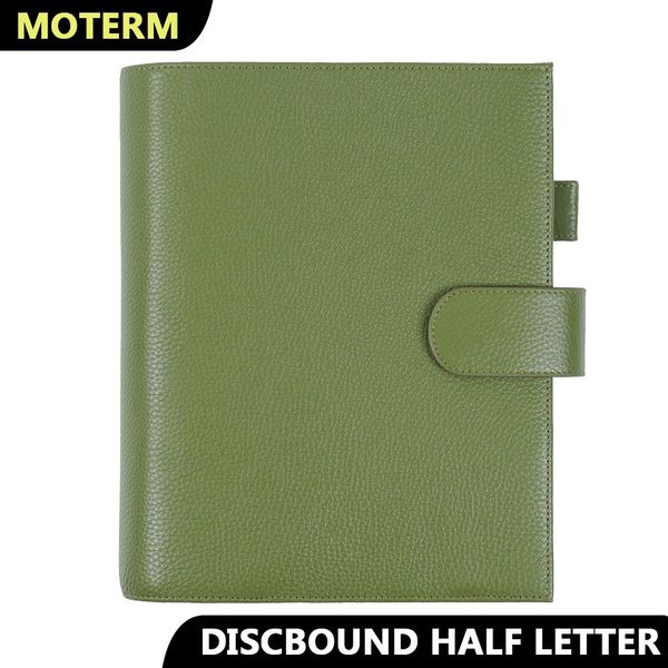 Notepads Moterm Discbound Series Half Letter Cover Genuine Pebbled Grain Cowhide Junior Expansion Disc Bound Organizer Journal Agenda 231211