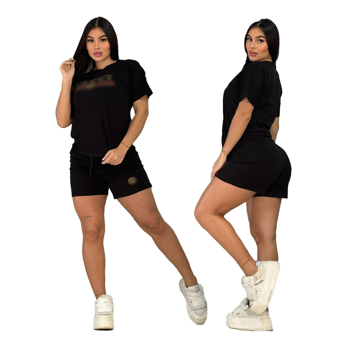 Two Piece Pants Women Casual T-shirt and Shorts Set Daily Outfits Tracksuit Free Ship