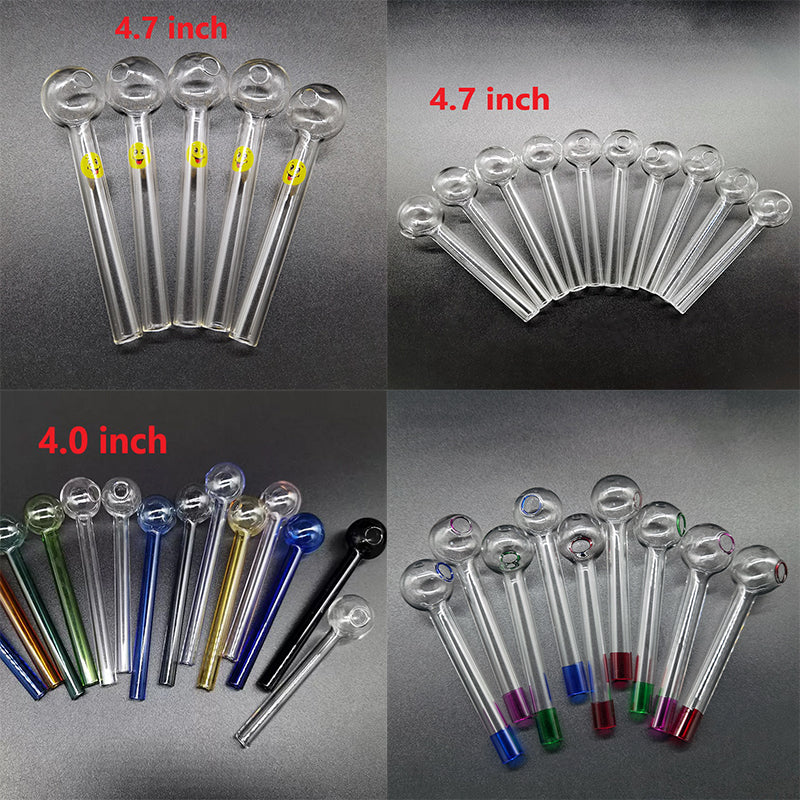 Pyrex Thick 2.7inch 4.0inch 4.7inch Colorful Smoking Pipes Glass Oil Burner Pipe Quality Dry Herb Tobacco Test Straw Tubes Water Bullber Handpipe Fo