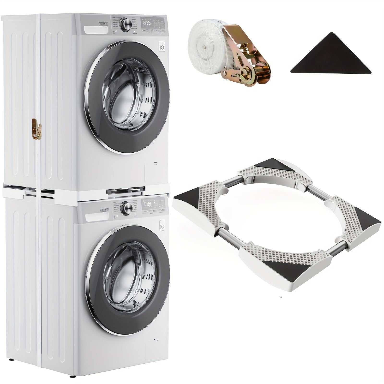 TEMU Washer Dryer Stacking Kit, Universal Stacking Kit For 27"-26"-25"-24" Washing Machine & Dryer, Adjustable Laundry Stacking Kit With Fix Belt And