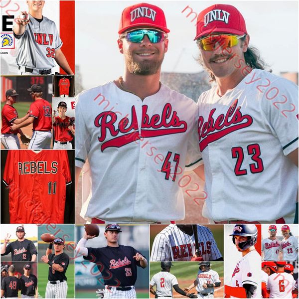 Custom Stitched college UNLV Runnin Rebels Baseball Jersey Rylan Charles Diego Alarcon Austin Kryszczuk Edarian Williams Henry Zeisler Mens