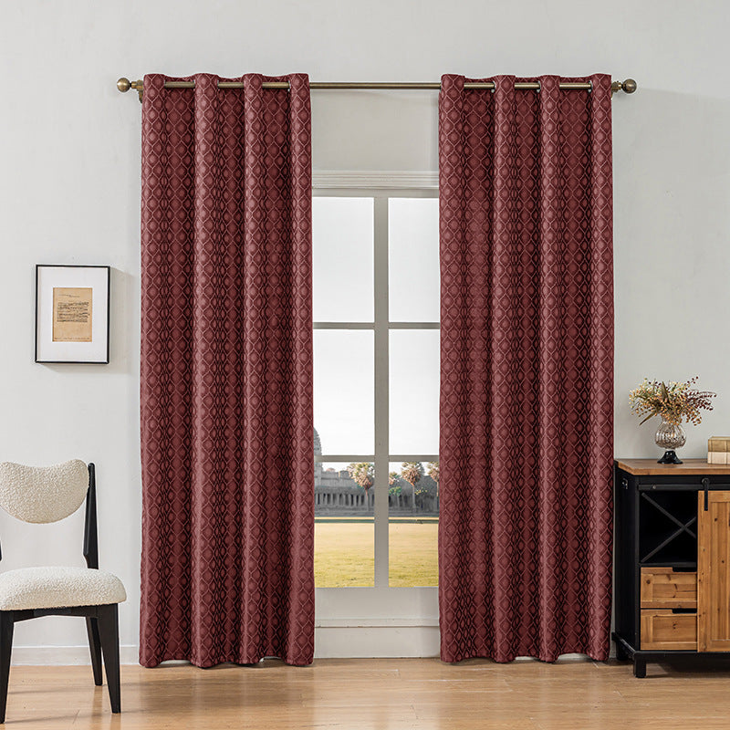 YL-36835 Thickened double-sided cotton and linen bedroom curtain fabric soundproof full blackout modern simple living room curtain finished product