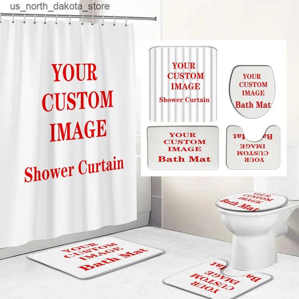 Shower Curtains Customized printed fabric shower curtains polyester bathroom curtains set customized anti slip carpet toilet seat bathroom m