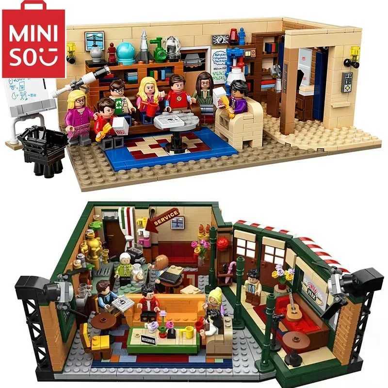 MINISO Friends Apartment The Big Bang Theory and Central Perk 1228Pcs Ideas Model Building DIY Toys 21302 21319 Y250227