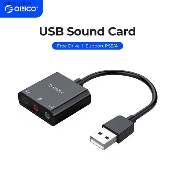 Sound Cards Orico USB external sound card 2-in-1 audio adapter 3.5mm microphone headphone jack volume adjustable sound card for 4 mobile pho